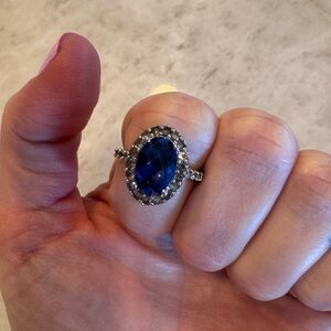 Platinum-plated sterling silver halo ring P4SR ✨